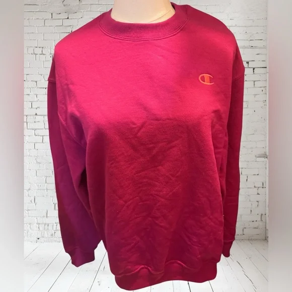 Champion Hot Pink Pullover Sweatshirt Medium NWT | Bold Color + Cozy Streetwear - Picture 2 of 6